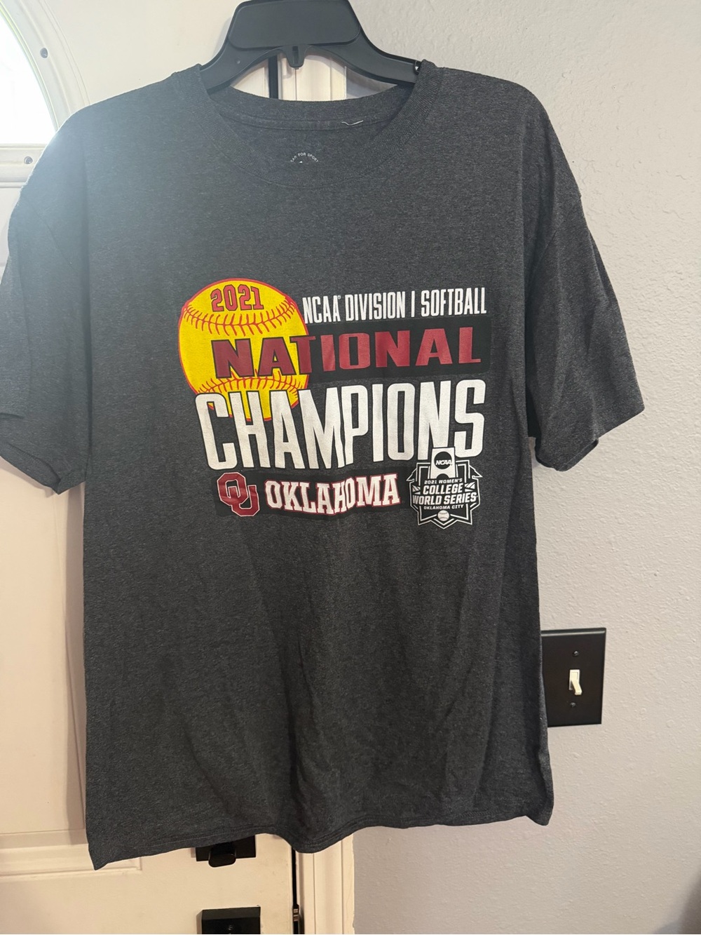 Oklahoma Sooners 2021 National Champions Softball T-Shirt - Charcoal